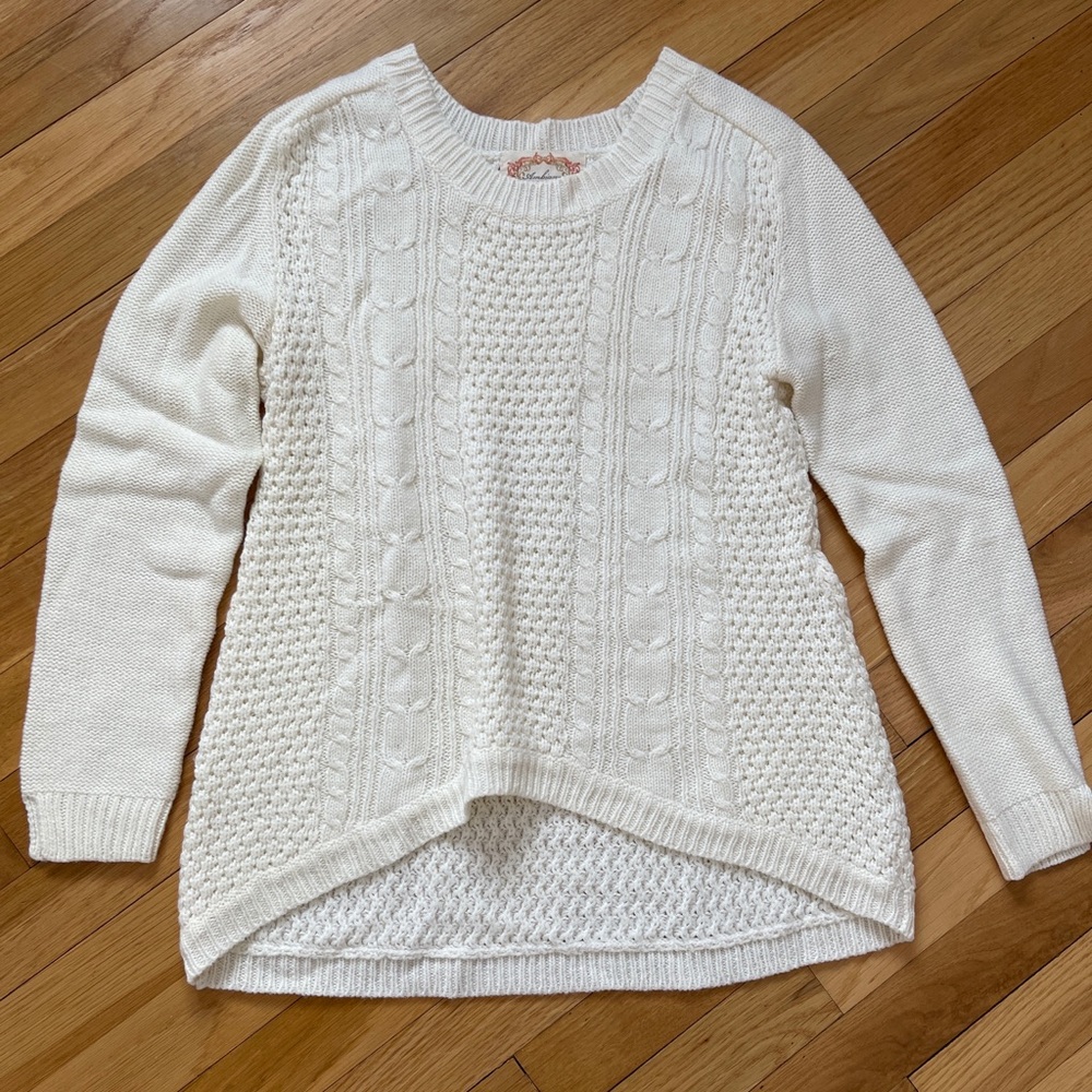 Ambiance, Small, White Cable Knit Sweater